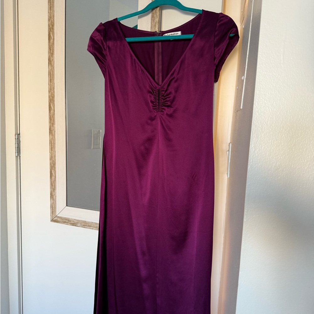 NWT Reformation Scottie Dress Purple Silk